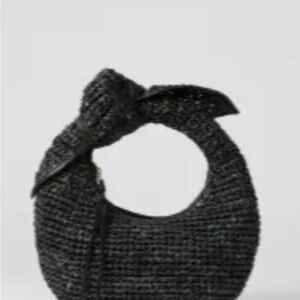 Josie poolside Black Woven Knot Handle Women's Bag